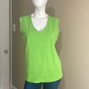 Jones of New York Lime Green V-Neck Women's Top